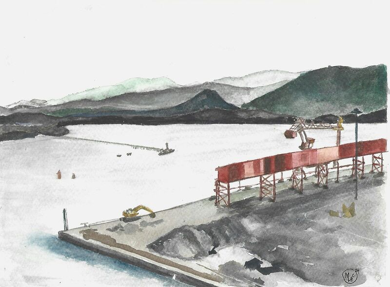 Norwegian Fjord, watercolour