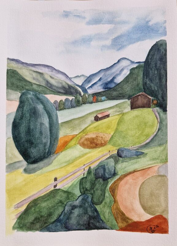 Swiss Alps, watercolour